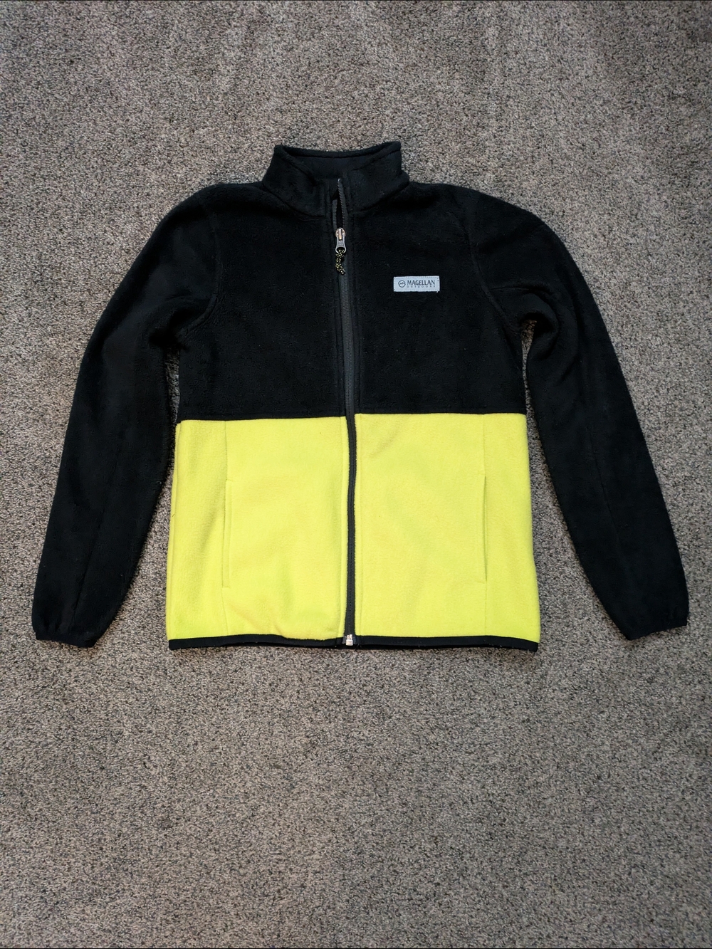 Boys Magellan Outdoors Black and Yellow Kids Fleece Jacket